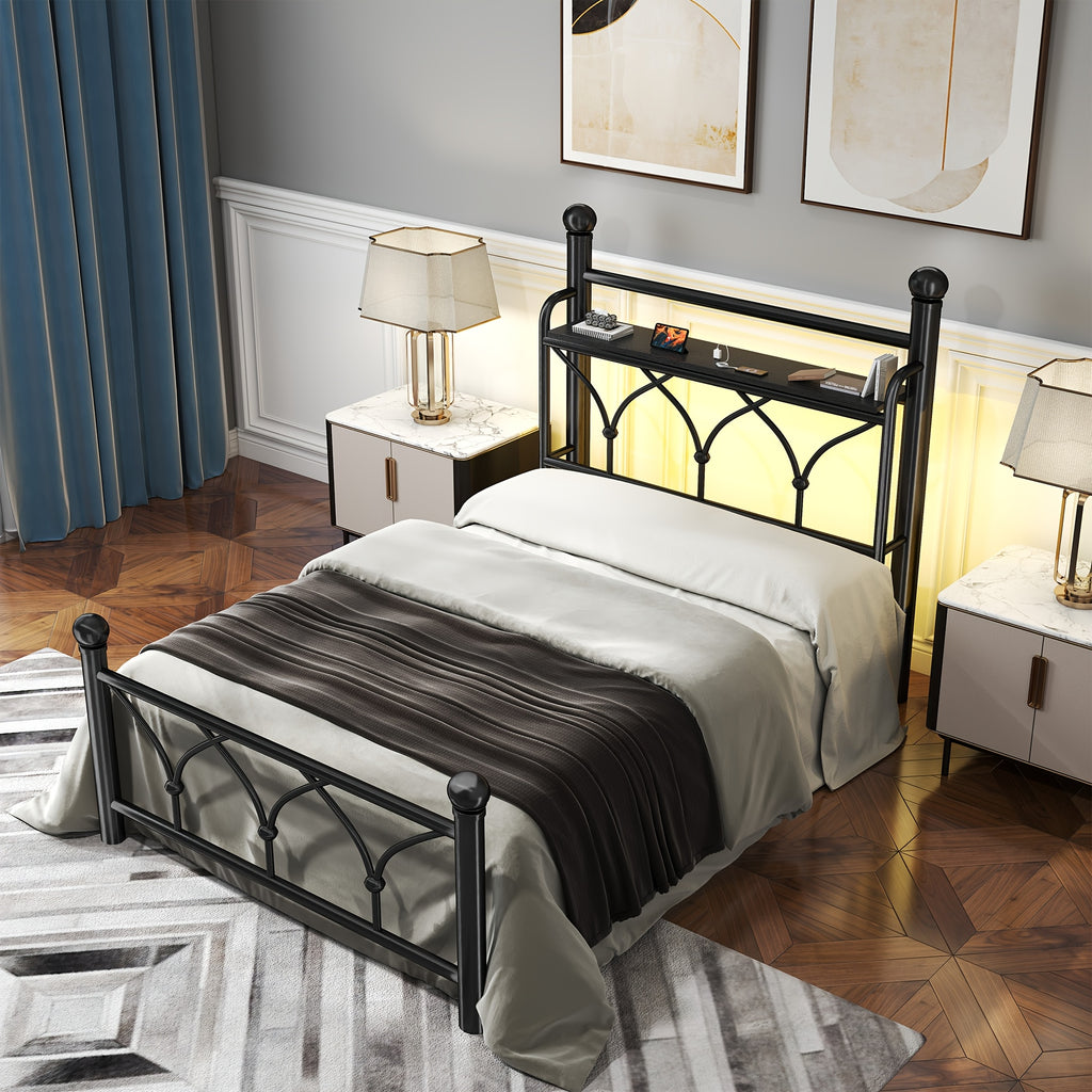 metal bed frame tall storage headboard   - Temu