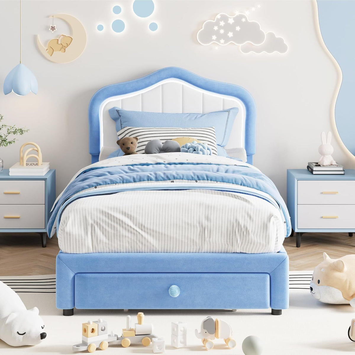 twin xl twin full size upholstered bed frame storage drawers - Temu