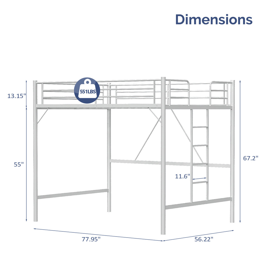 heavy duty loft bed   full size metal frame reinforced - Temu