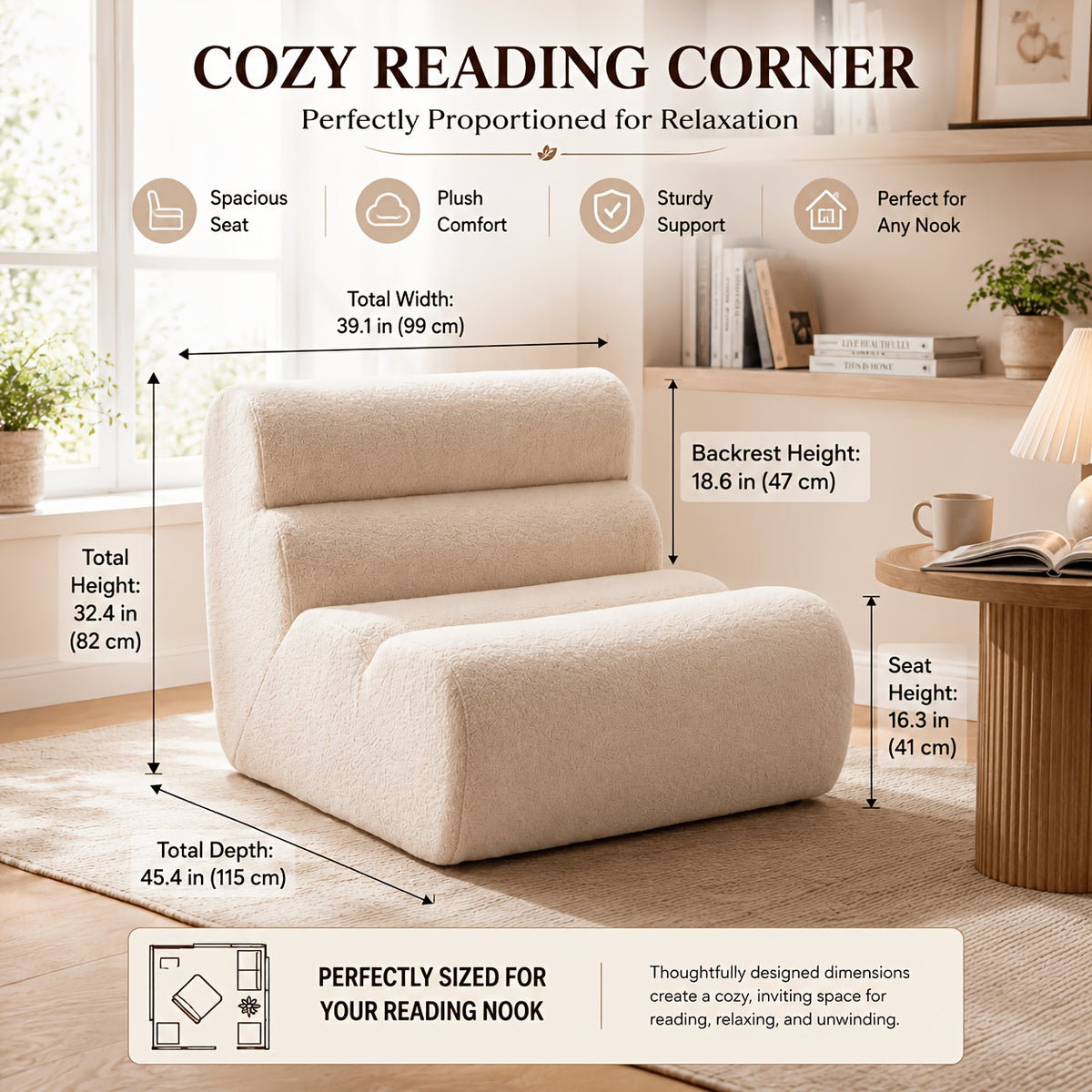 45 oversized foam sofa chair victorian armless floor lounge - Temu