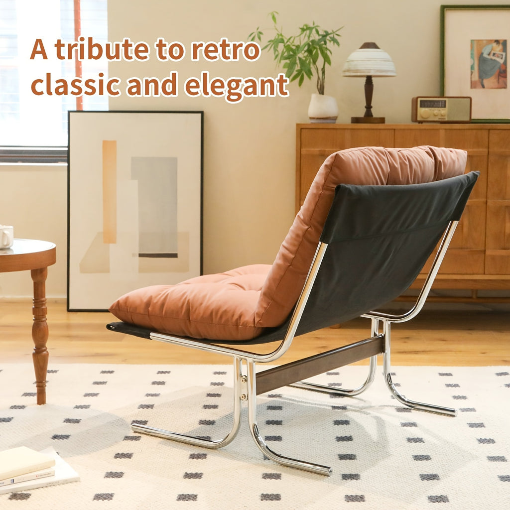 faux leather accent chair chrome metal legs armless modern - Temu