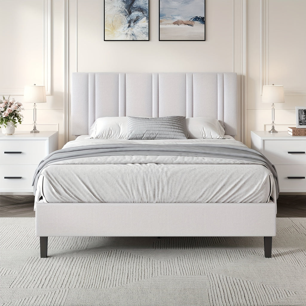 twin full queen size bed frame headboard sturdy wooden - Temu
