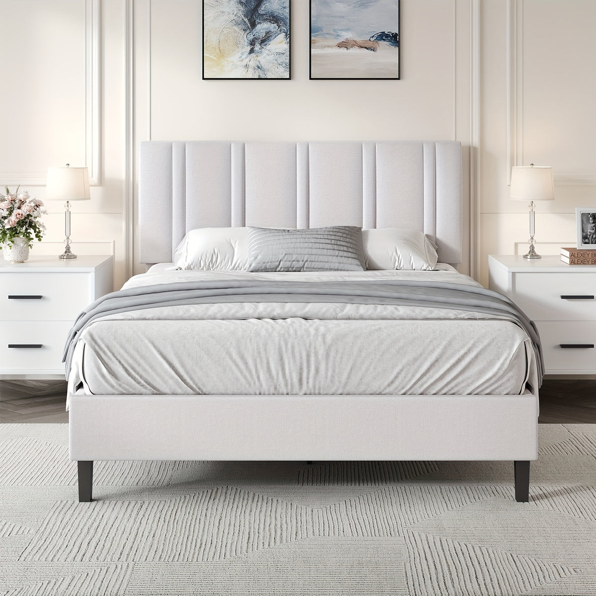 twin full queen size bed frame headboard sturdy wooden - Temu