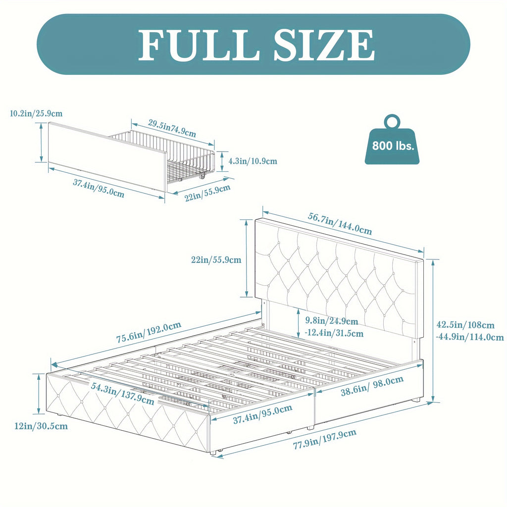 full queen king upholstered platform storage bed 4 - Temu
