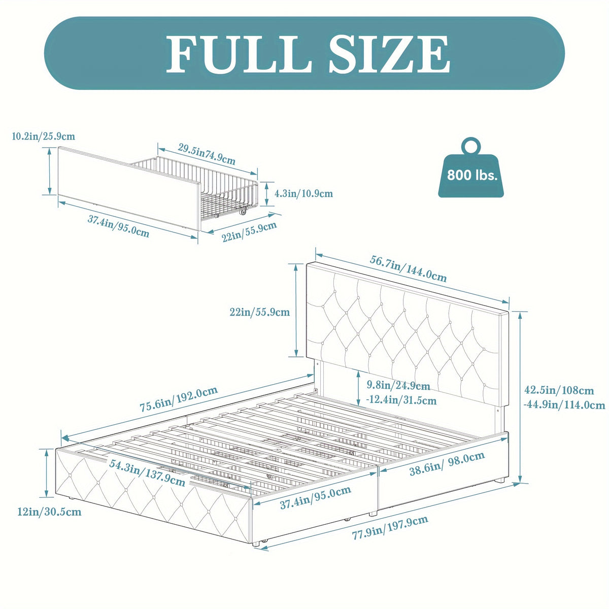 full queen king upholstered platform storage bed 4 - Temu