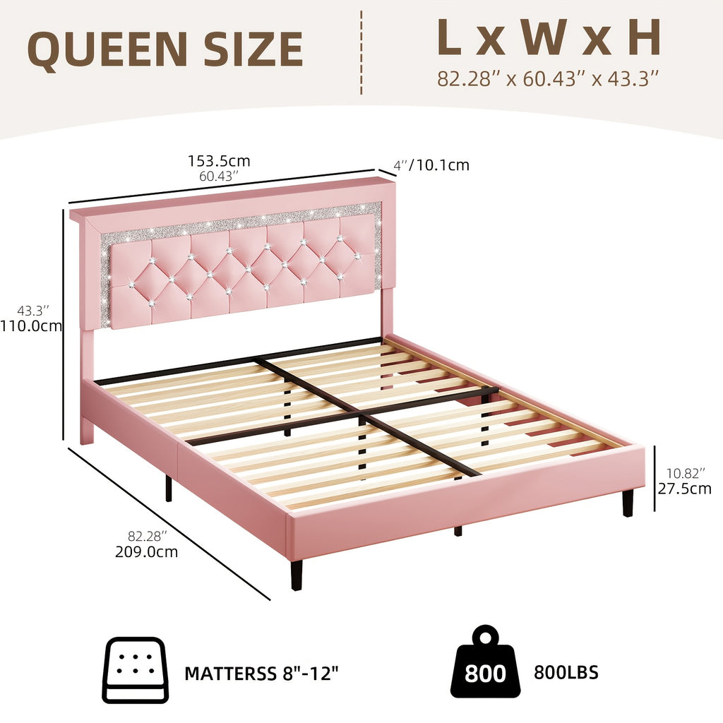 led lights king size bed frame storage headboard full queen - Temu