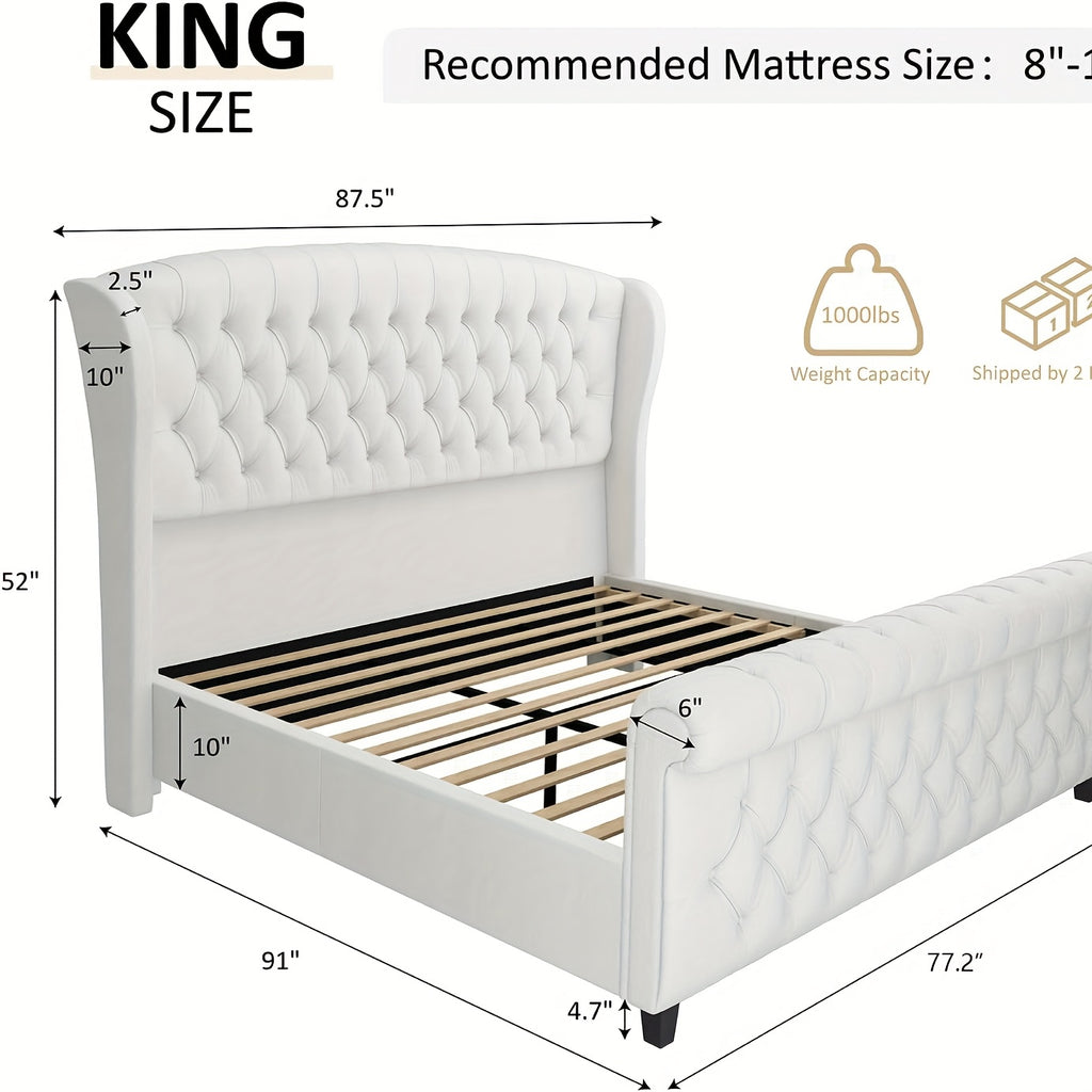 platform bed frame chenille upholstery featuring a scroll - Temu