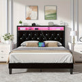 bed frame led lights velvet upholstered platform bed storage - Temu