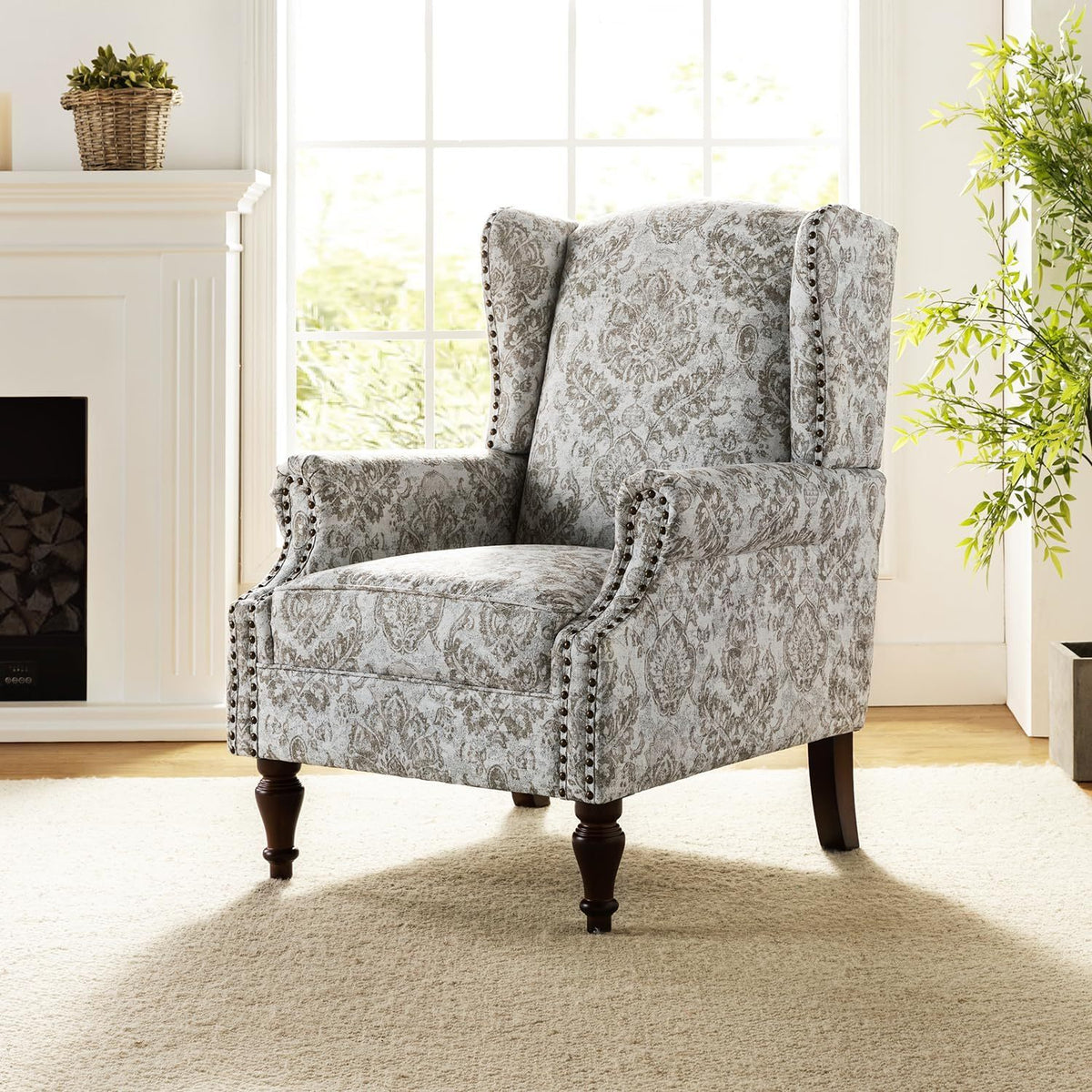wingback accent chair floral   traditional - Temu