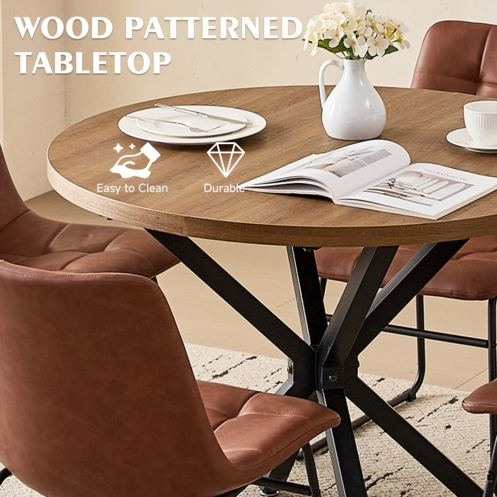 39 modern round 5pcs dining set natural wood grain - Temu