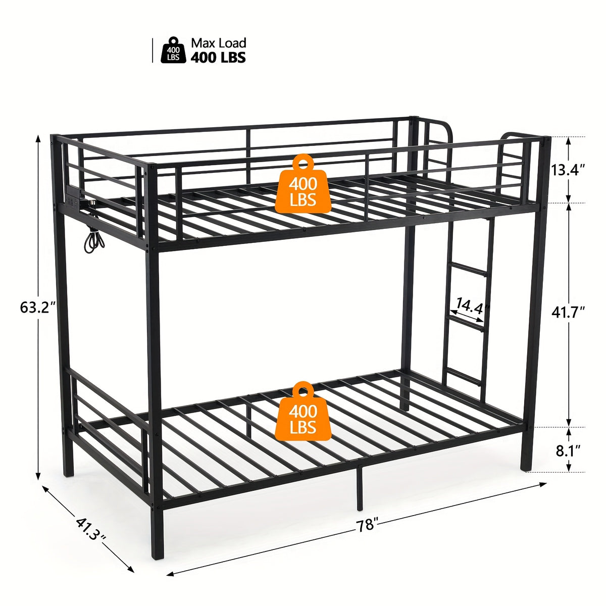 metal twin bunk bed framewith led lights non slip - Temu