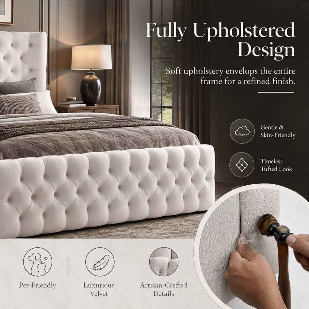 king size modern upholstered bed frame tall tufted - Temu