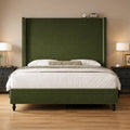 corduroy upholstered bed frame tall wingback - Temu