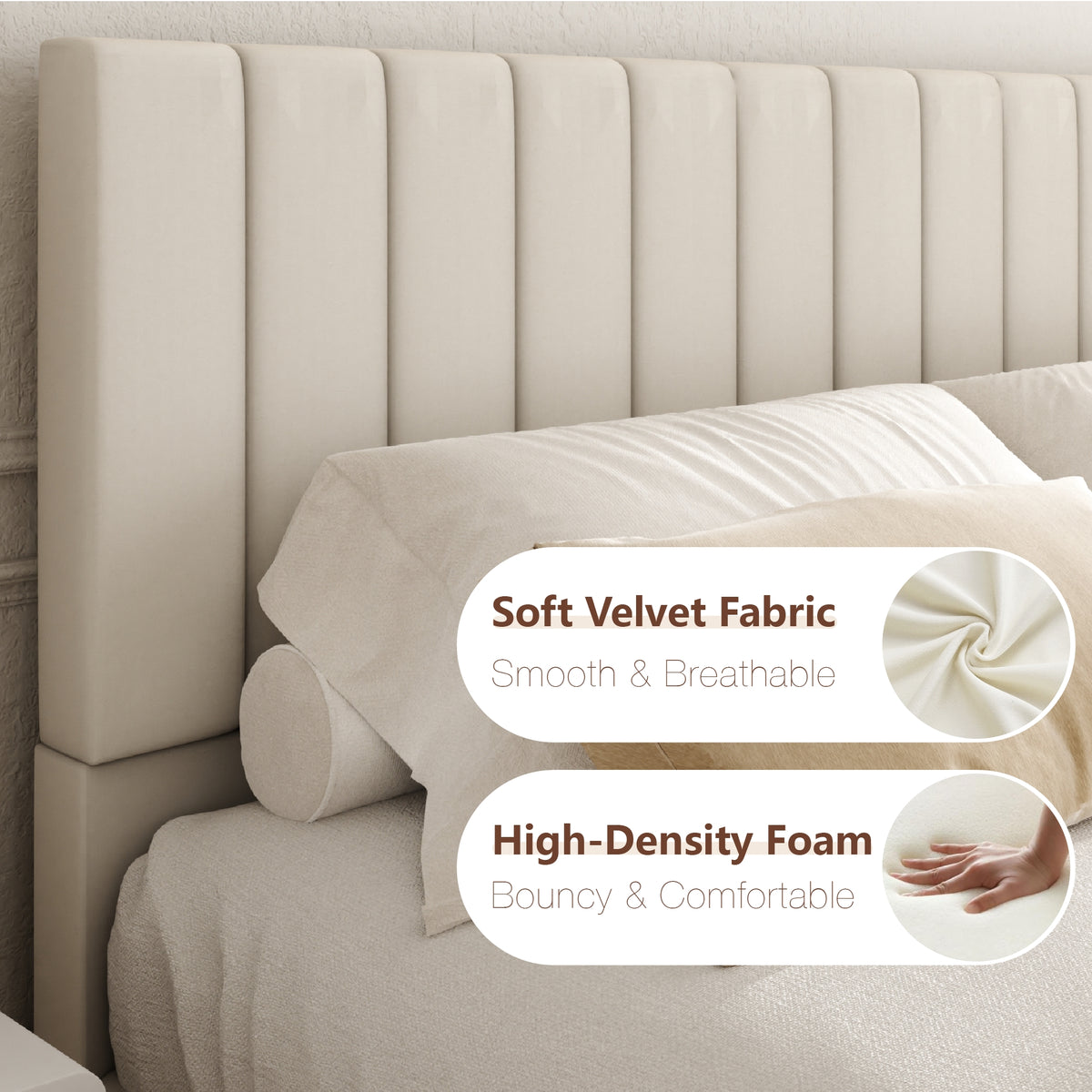 king bed frame 47 2 tall headboard vertical channel tufted - Temu