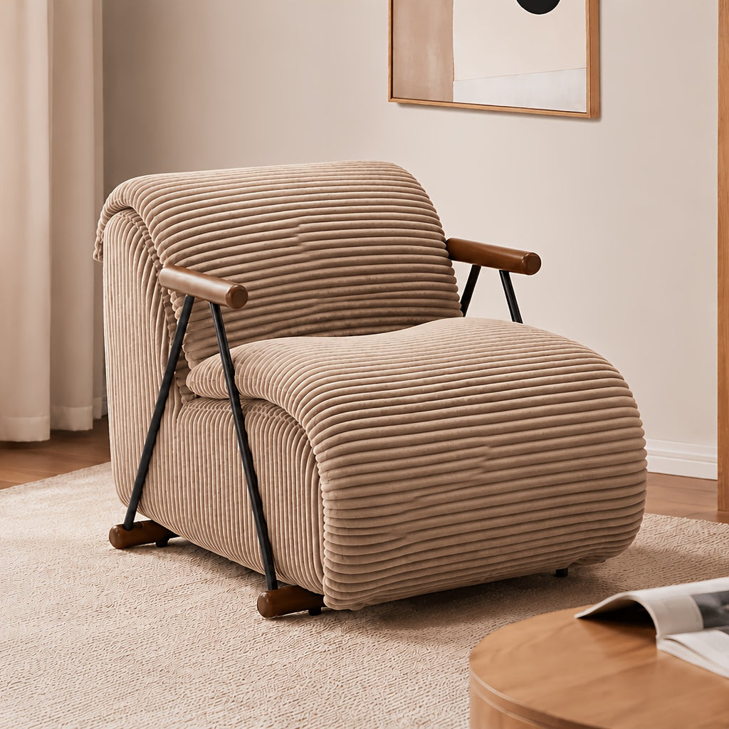 modern striped corduroy accent chair oversized padded single - Temu