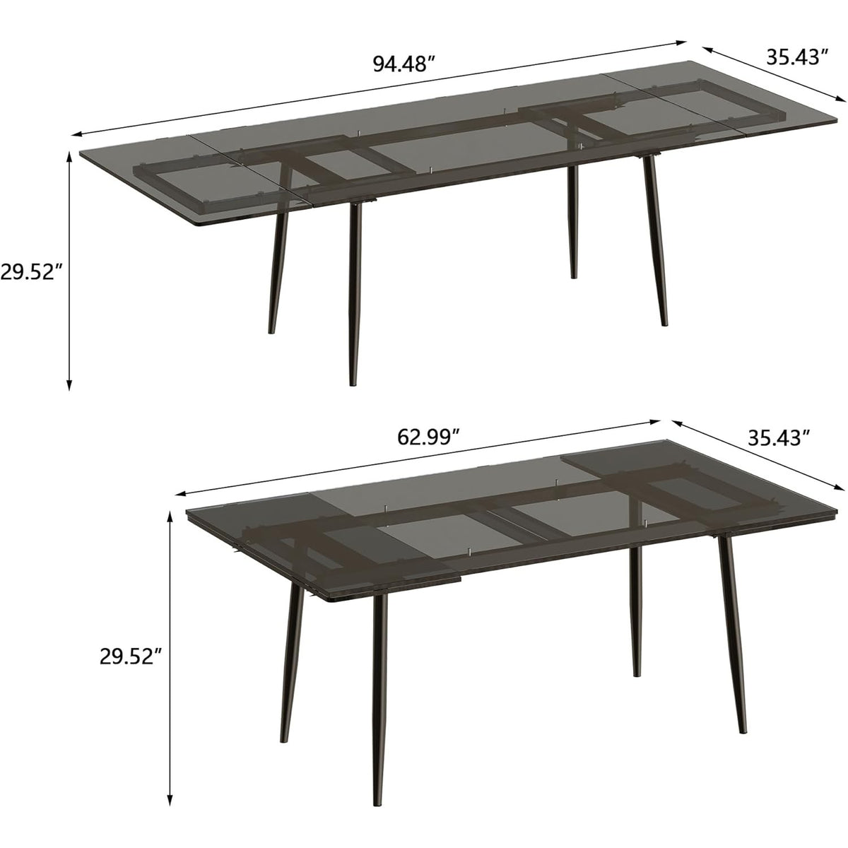 62 99 94 48 extendable dark tempered glass dining table - Temu