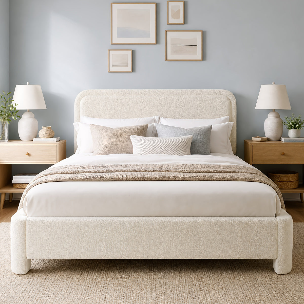 platform bed bed storage cloud teddy boucle frame adjustable - Temu