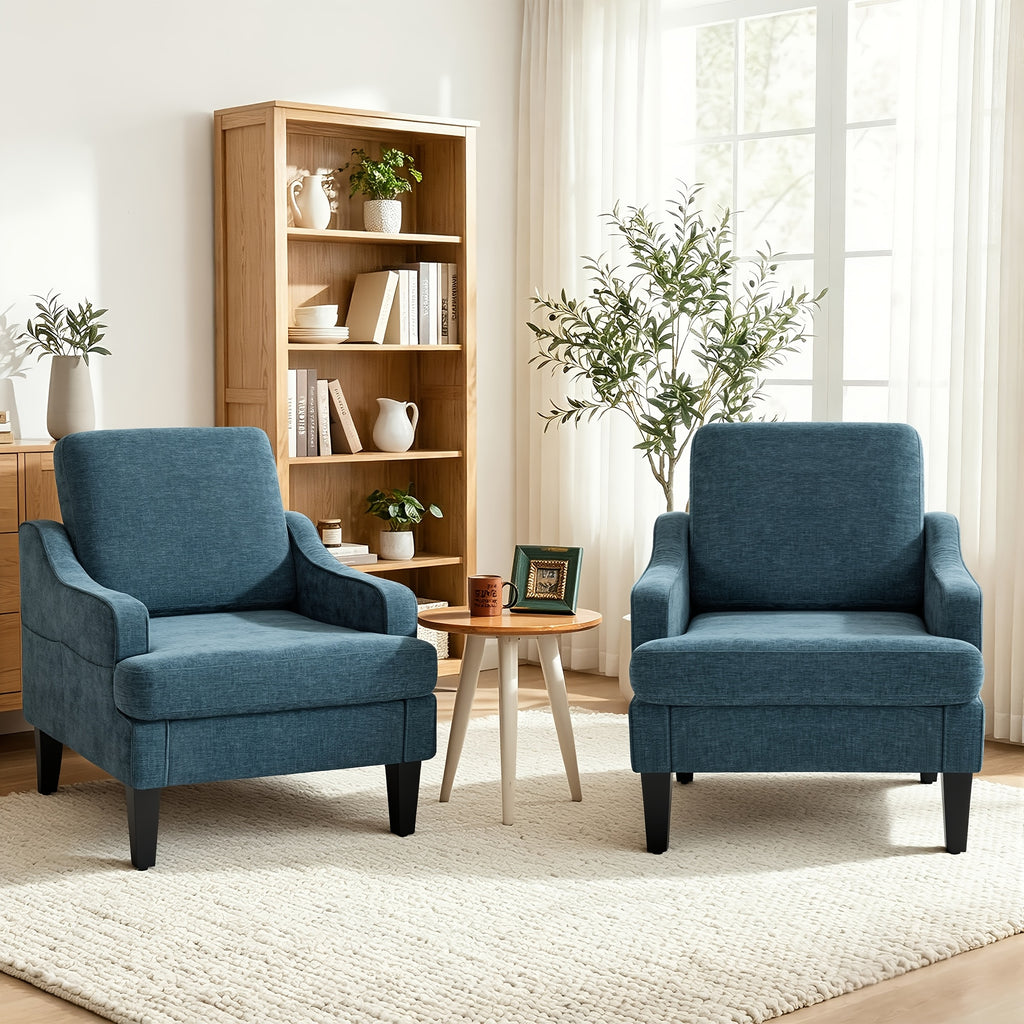 set 2 upholstered accent armchairs   chenille - Temu