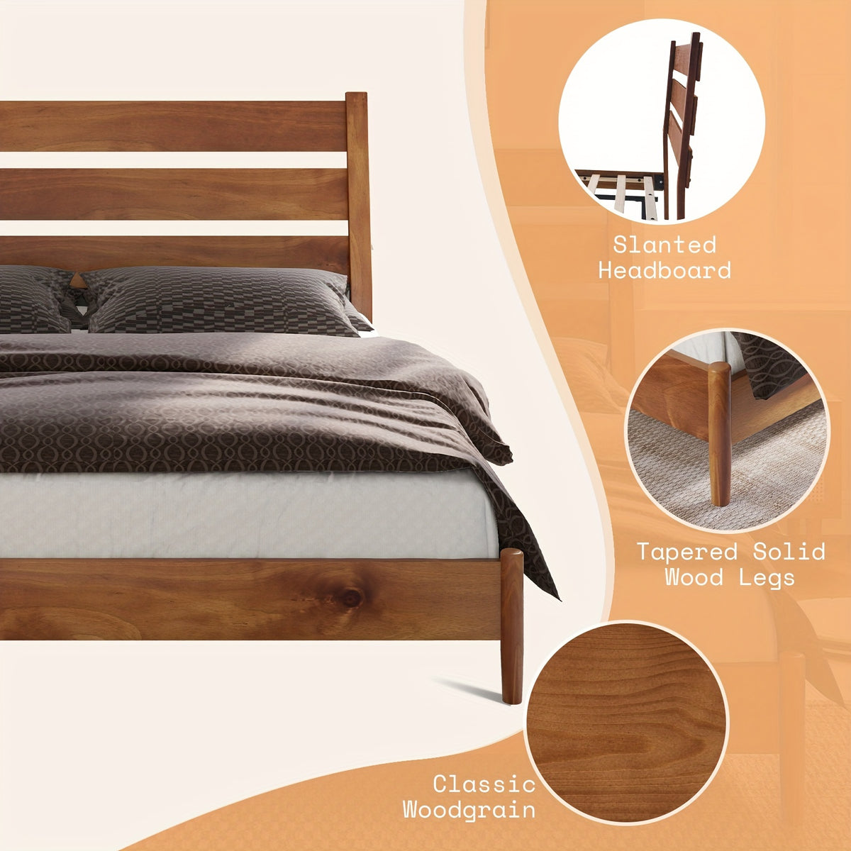 solid wood bed frame   century platform bed reclining - Temu