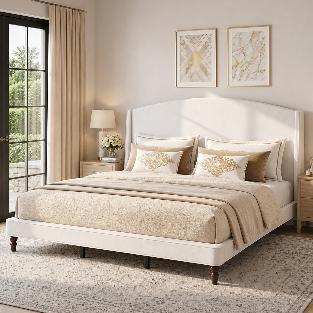 platform bed 51 2 tall wingback upholstered - Temu