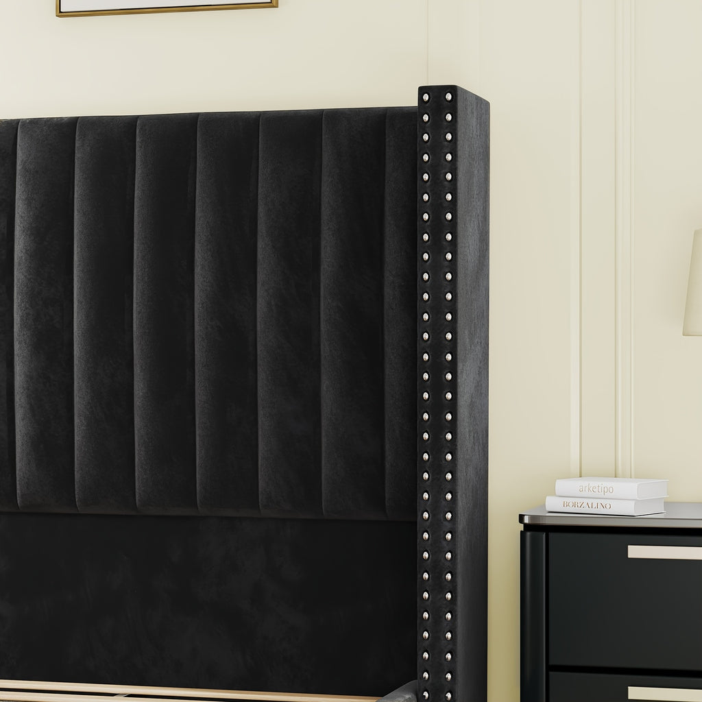 bed frame vertical channel upholstered tufted velvet - Temu