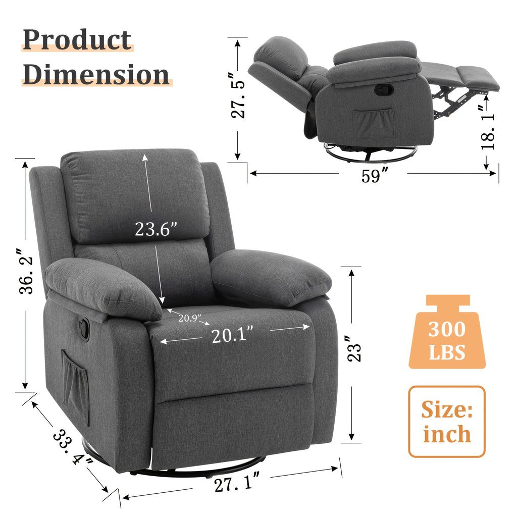 recliner chair 360 degree swivel rocking chair   small - Temu