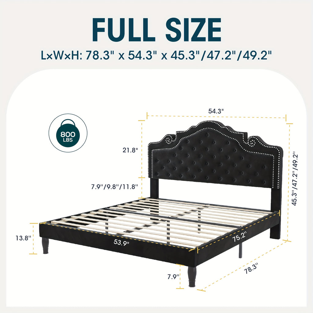 full queen king bed frame velvet adjustable tiara - Temu