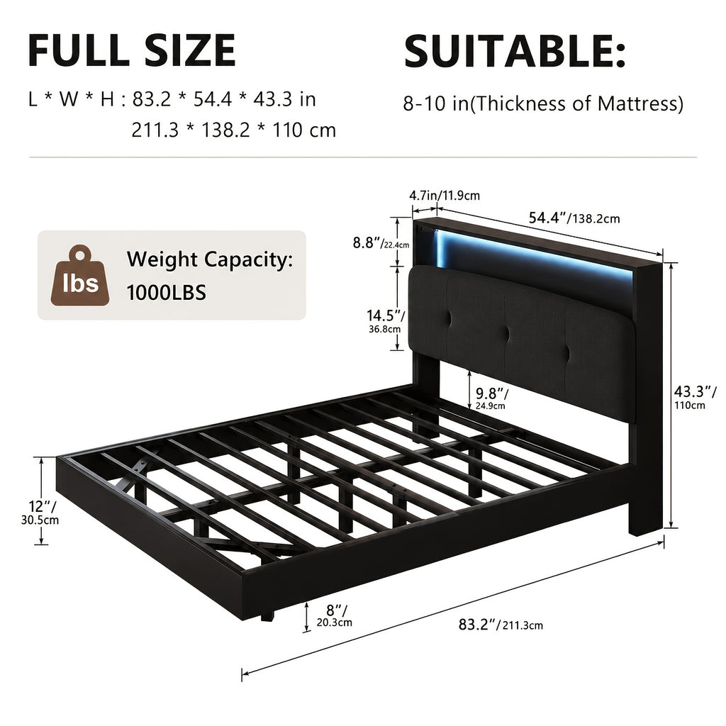 modern bed frame led lightings storage headboard - Temu