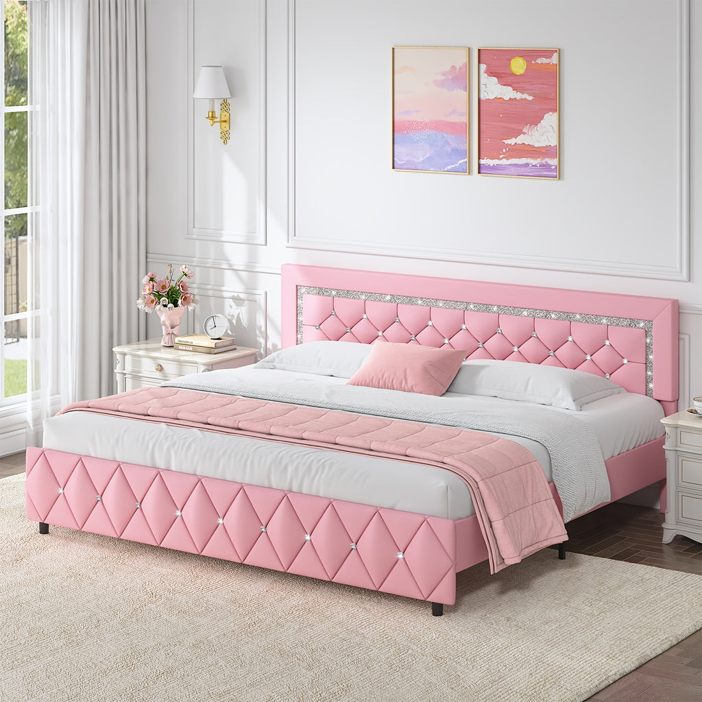 twin full queen king bed frame padded platform bed - Temu