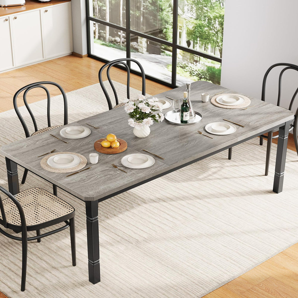 70 8 inch   dining table seats 6 8 industrial wood top - Temu