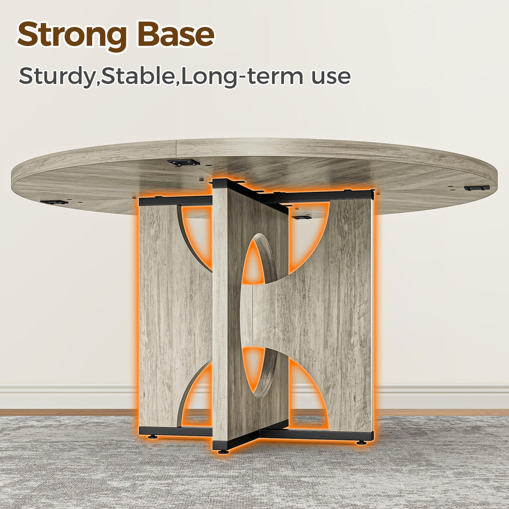 round dining table 6 wooden kitchen table pedestal base 47 - Temu