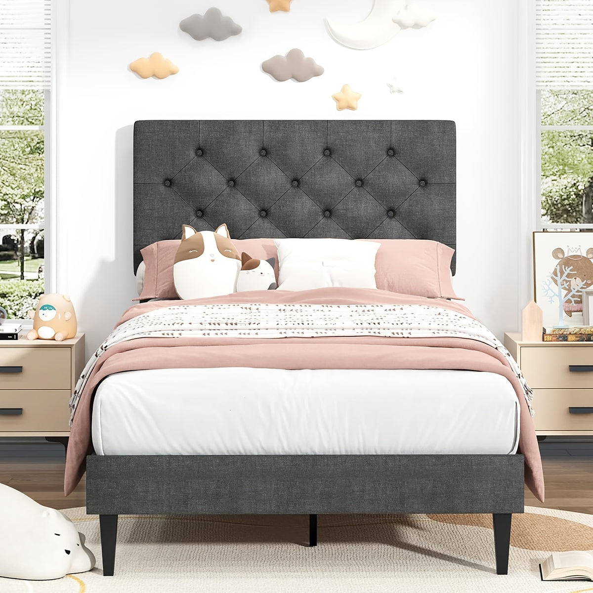 halloween twin full queen king bed frames upholstered - Temu