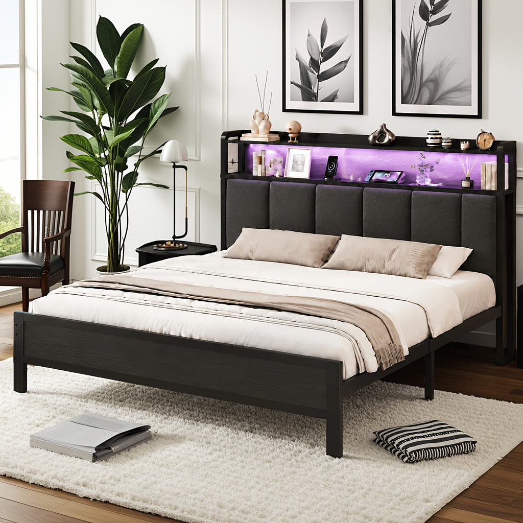 twin full queen king bed frame storage headboard upholstered - Temu