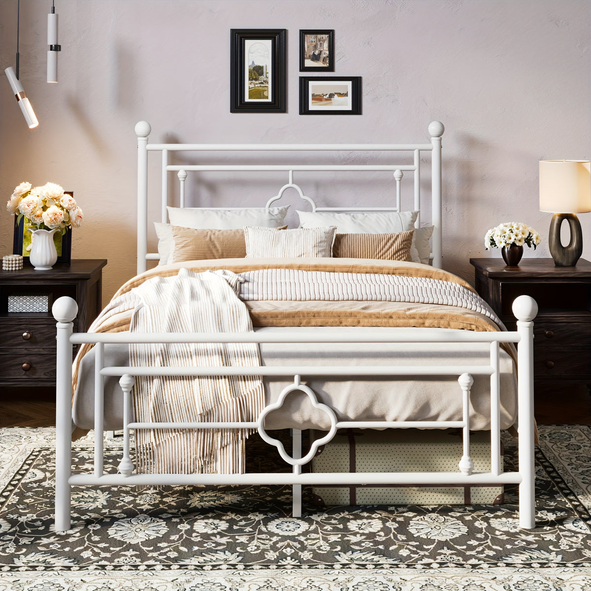 modern metal platform bed frame   art - Temu