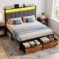 upholstered bed frame 2 bed storage drawers metal platform - Temu