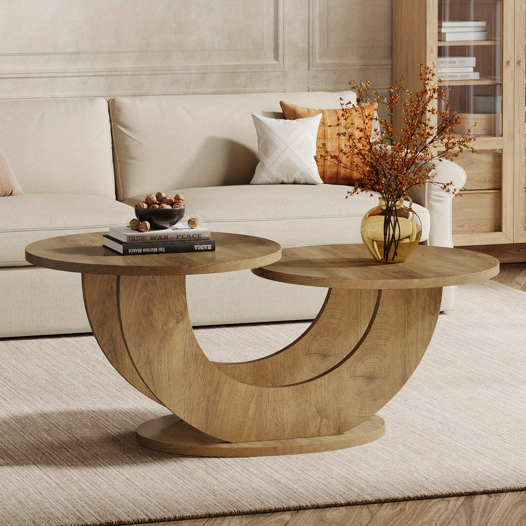 round living room coffee table 2 tier farmhouse coffee table - Temu