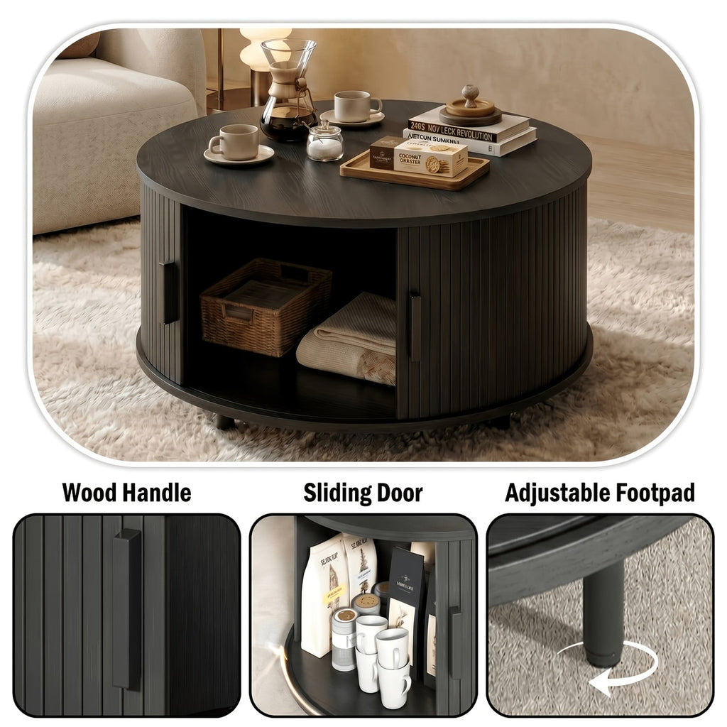 32 round fluted coffee table storage   century modern - Temu