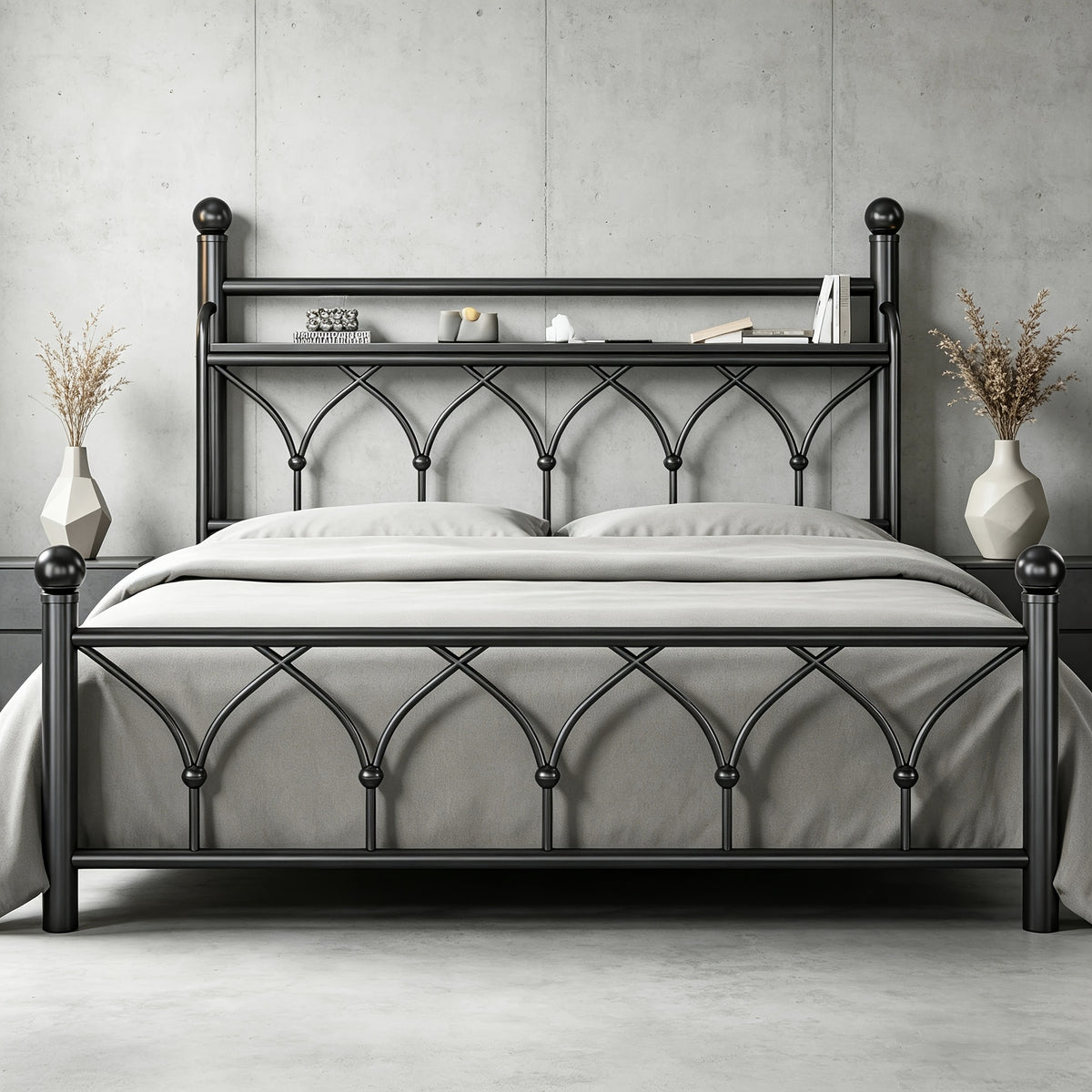 metal bed frame tall storage headboard   - Temu