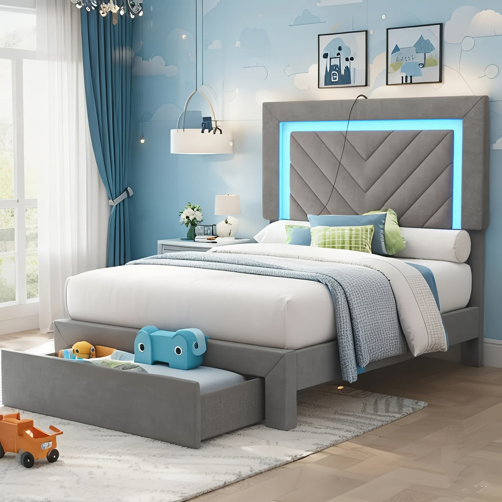 platform bed frame led adjustable headboard upholstered bed - Temu