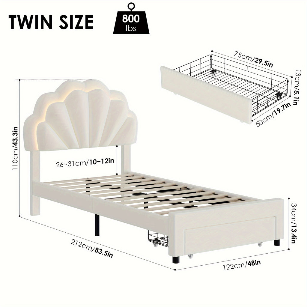 fultru led bed frame featuring a   storage drawer - Temu