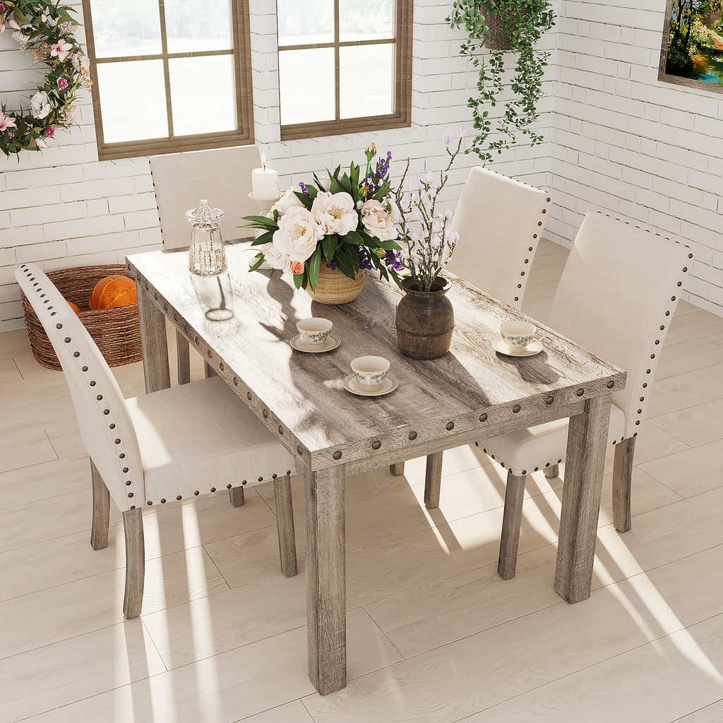 rustic dining table set farmhouse kitchen dining - Temu