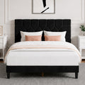 beige linen upholstered bed frame geometric tufted headboard - Temu