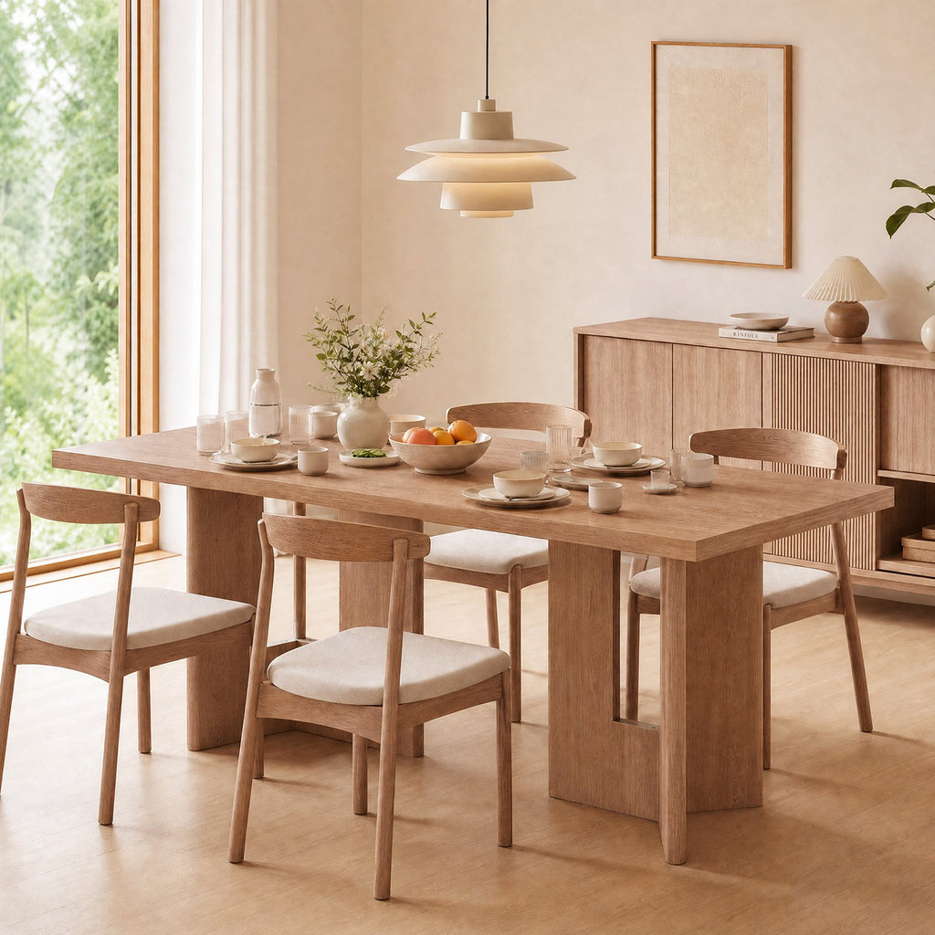modern rectangular dining table wood kitchen table 4 6 - Temu