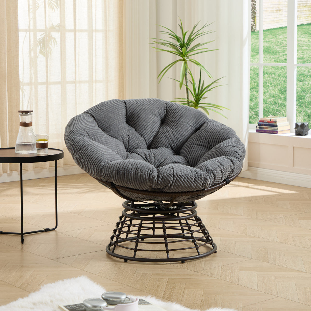 comfortable ergonomic wicker papasan chair 360 swivel indoor - Temu