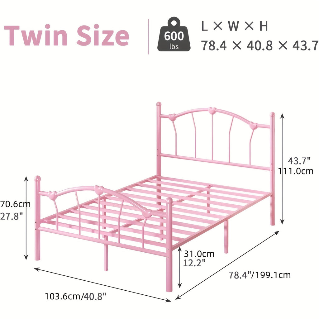 twin full queen size metal platform bed frame heart shaped - Temu