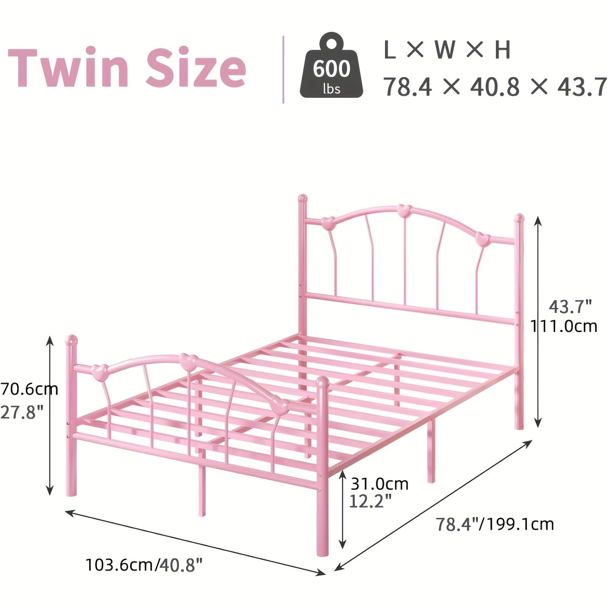 twin full queen size metal platform bed frame heart shaped - Temu