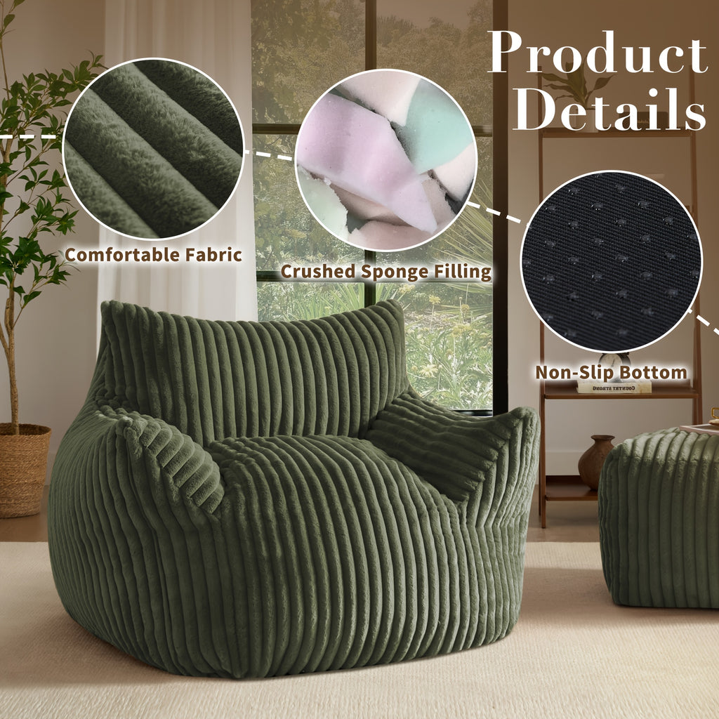 46 oversized corduroy memory foam bean bag chair comfy lazy - Temu