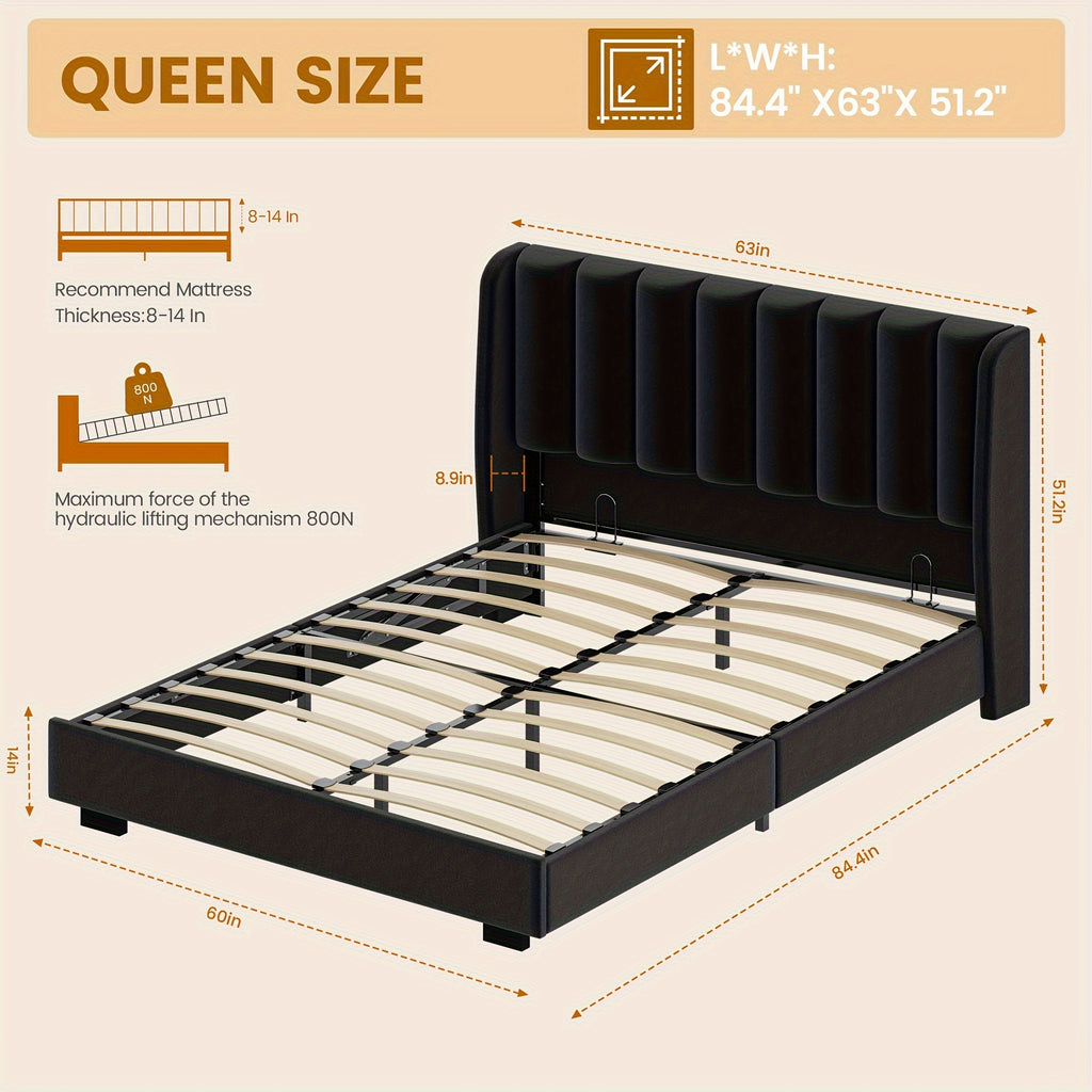 queen size upholstered bed frame   2 tall headboard - Temu