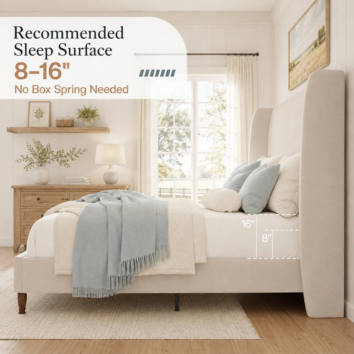 queen size linen upholstered bed frame soft wingback - Temu