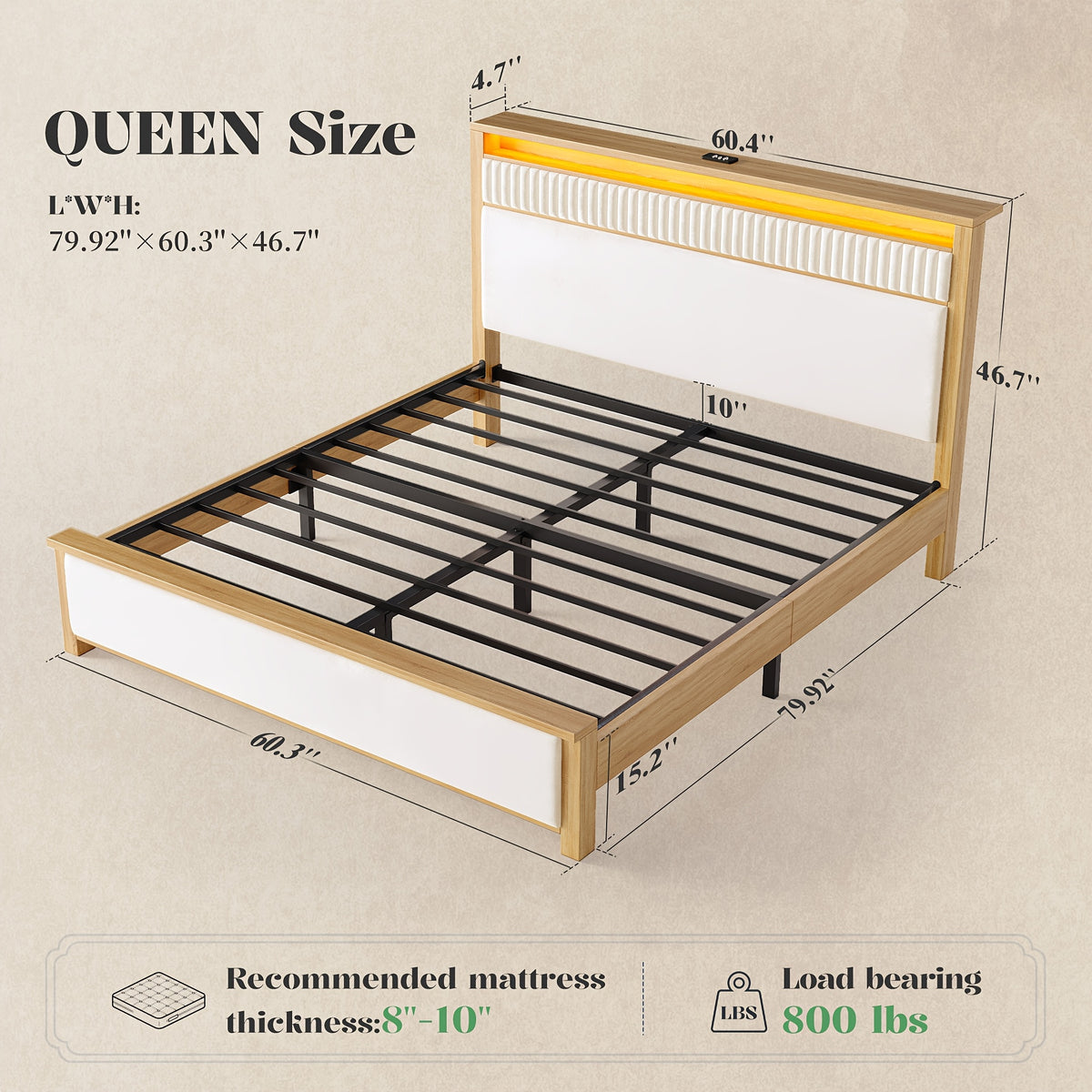 upholstered bed frame vertical stripe headboard queen king - Temu